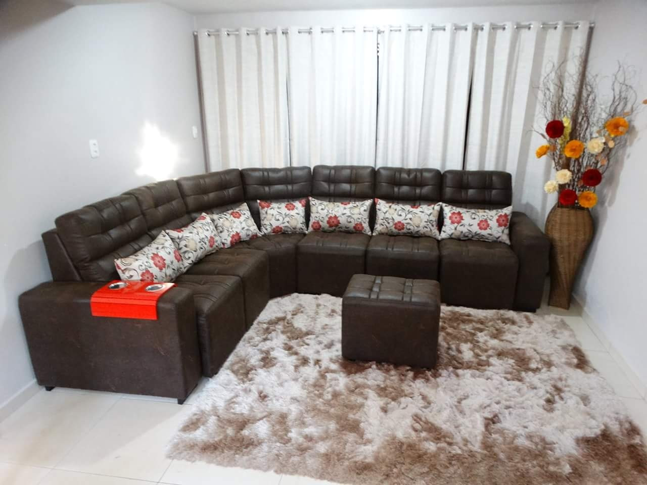 Estofado Barcelona canto 3m x 2m fixo + espuma de silicone e fibra