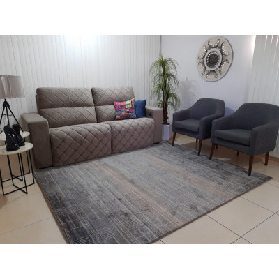 Estofado Londres 2.4 m chaise retrátil automatizado com entrada USB + baú 