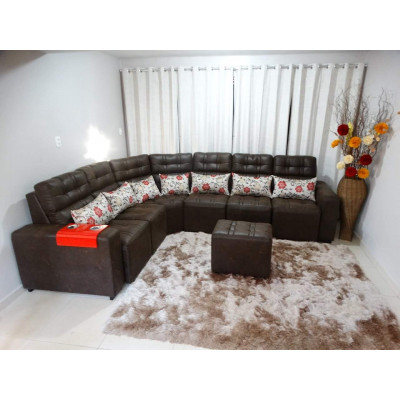 Estofado Barcelona canto 3m x 2m fixo + espuma de silicone e fibra