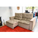 Estofado Barcelona 2.3 m com chaise retrátil + encosto reclinável e baú com mesa para Notebook